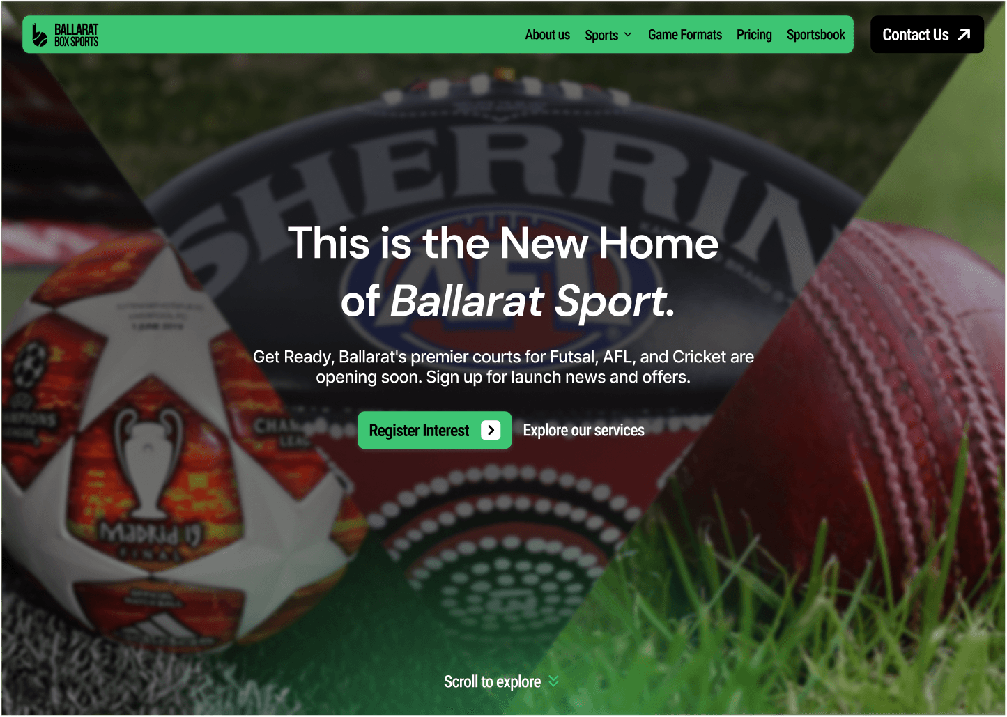 Ballarat Box Sports hero screen